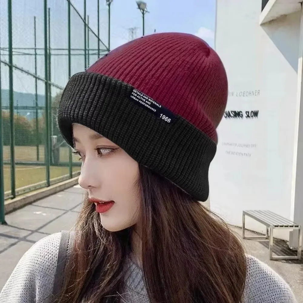 Unisex Autumn Winter Knitted Hat Soft Thickened Woolen Hat Double-Sided Ear Protection Beanies Hat Women Men