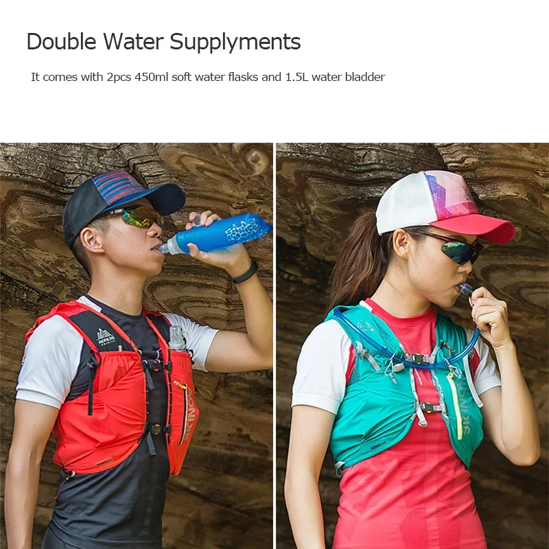 AONIJIE C962 Geavanceerde Huid 12L Hydratatie Rugzak Pack Bag Vest Zacht Waterzak Kolf Voor Wandelen Trail Running Marathon Race