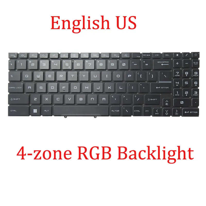 YD 4-zone RGB Backlight Keyboard For MSI Bravo 17 D7VEK D7VFK D7VFKP Katana 15 B12U B12V B13U B13V English US Black No Frame New