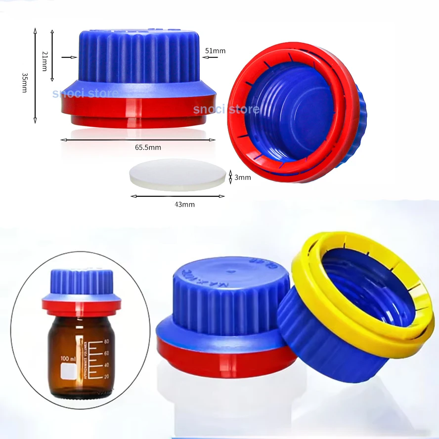 

GL45 Anti-theft Reagent Bottle Cap Self-locking Sealing cover PP Material Temperature Resistant up to 140℃ for laboary.1Piece