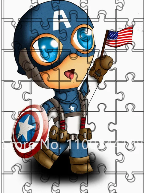 Marvel Disney Jigsaw Puzzles 35 Pieces Super Hero Cute Captain America Cartoon Wooden Puzzles for Kids Educational Toys Gift