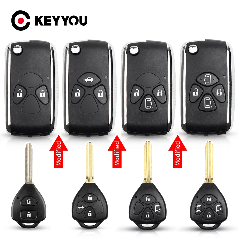 

KEYYOU 10x Modified Remote Car Key Case Shell FOB For Toyota Venza 2007-2012 Camry REIZ Yaris Tarago Corolla RAV4 Crown Prado