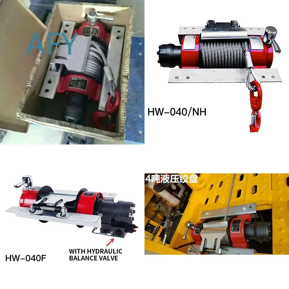 4T Hydraulic Winch for ATV UTV Tractor Boat Trailer RV Off Road Vehicle Heavy Duty Pulling Tool with Dual Balance Valve