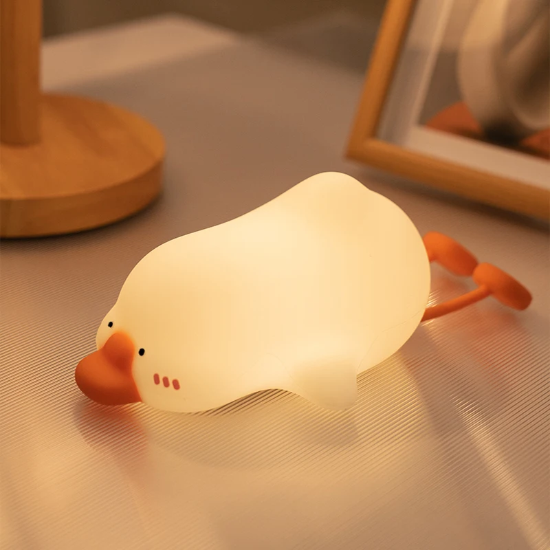 Cute Silicone Night Light Animal Night Light RGB Atmosphere Lamp Big White Goose Indoor Desktop Decoration Children Holiday Gift