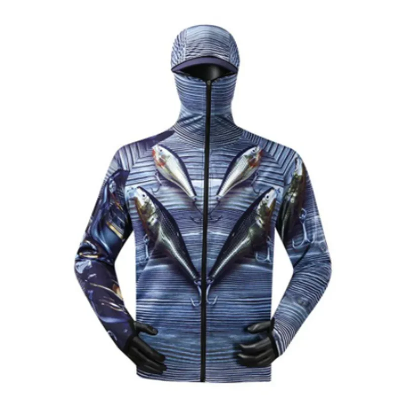 

Newest Men's Fishing Clothing Hoodies With Zipper And Mask Long Sleeve Fishing Jerseys Quick Drying Sun Protection Fishing Shirt