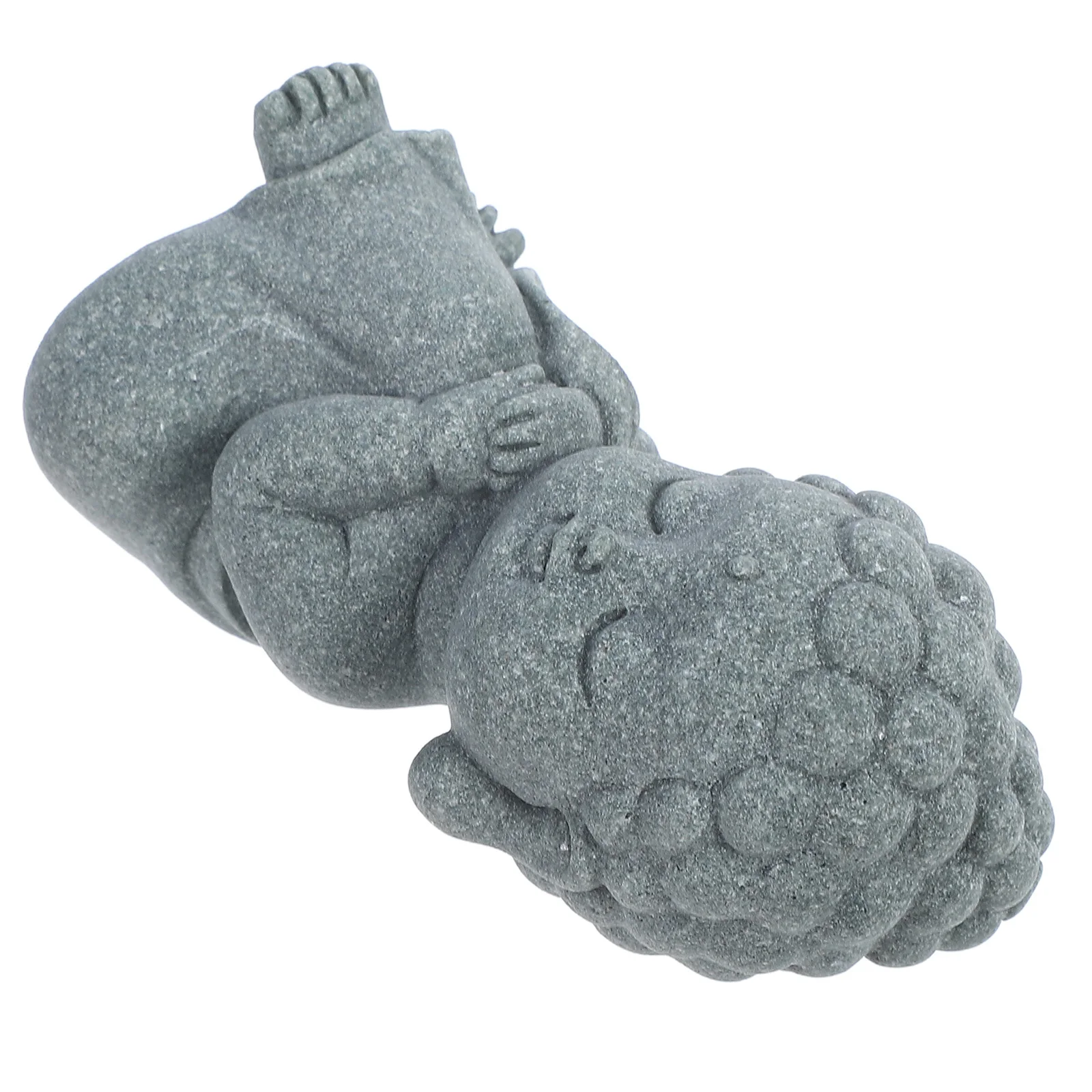 Mini Buddha Statue Natural Sandstone Sitting Zen Monk Praying Sculpture Ornament for Wealth Good Luck Home Decor