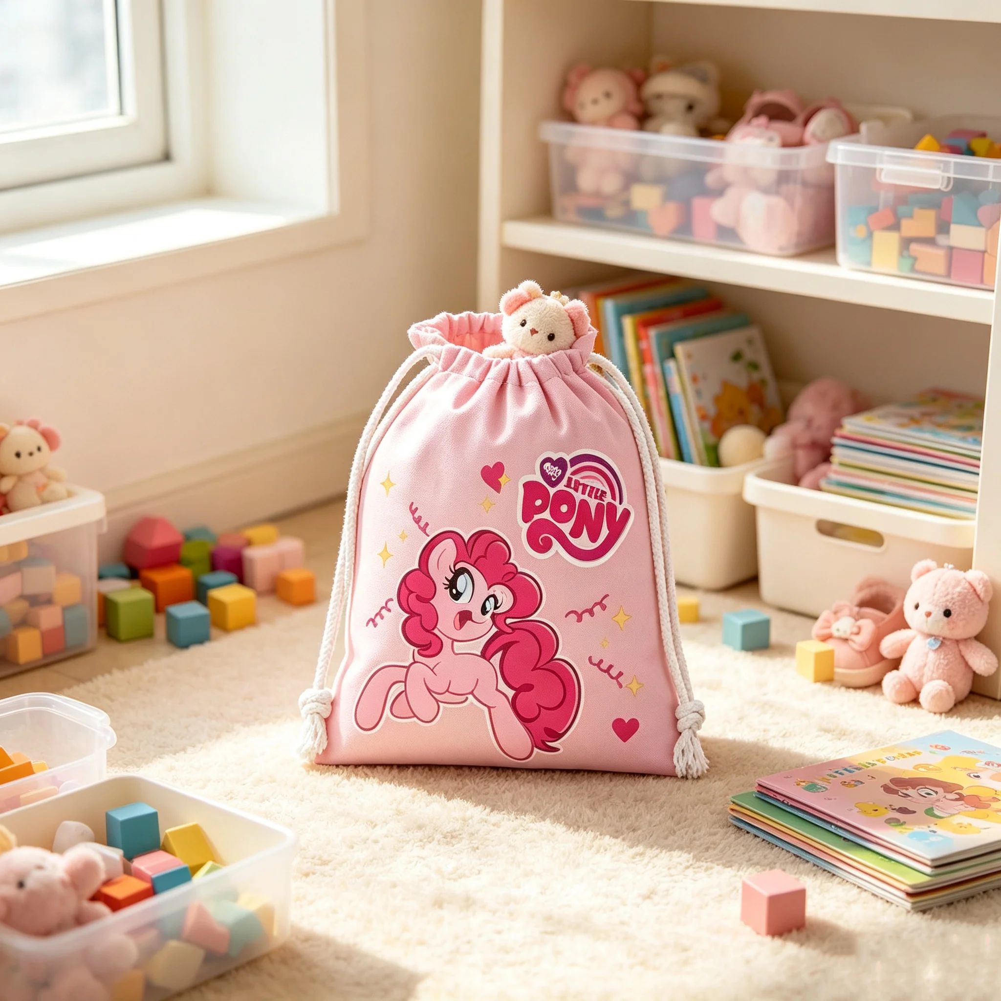 1Pc Cartoon Drawstring Bag - Cute Anime Style Cloth Pouch for Travel & Storage | Versatile Cosmetic & Candy Bag | Ideal Party