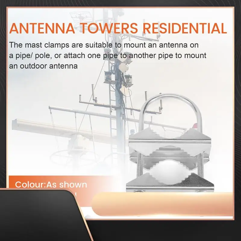 

Double Antenna Mast Clamp V-Jaw Bracket U Bolts Pipe Mounting Hardware 2 Sets For Yagi Wifi Antenna, TV Antenna