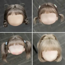 Doll Wig cute Bangs Ponytail Soft Mohair Wig Suitable for Ob11, 1/12bjd, 1/8BJD hair Doll Accessories 5-6 inches