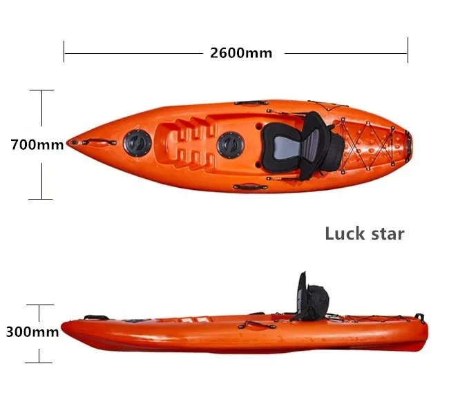 2.6 Meter Ergonomic  Factory Supply Single Sit On Top Plastic Canoe Boat Kayak For Fishing And Water Sports