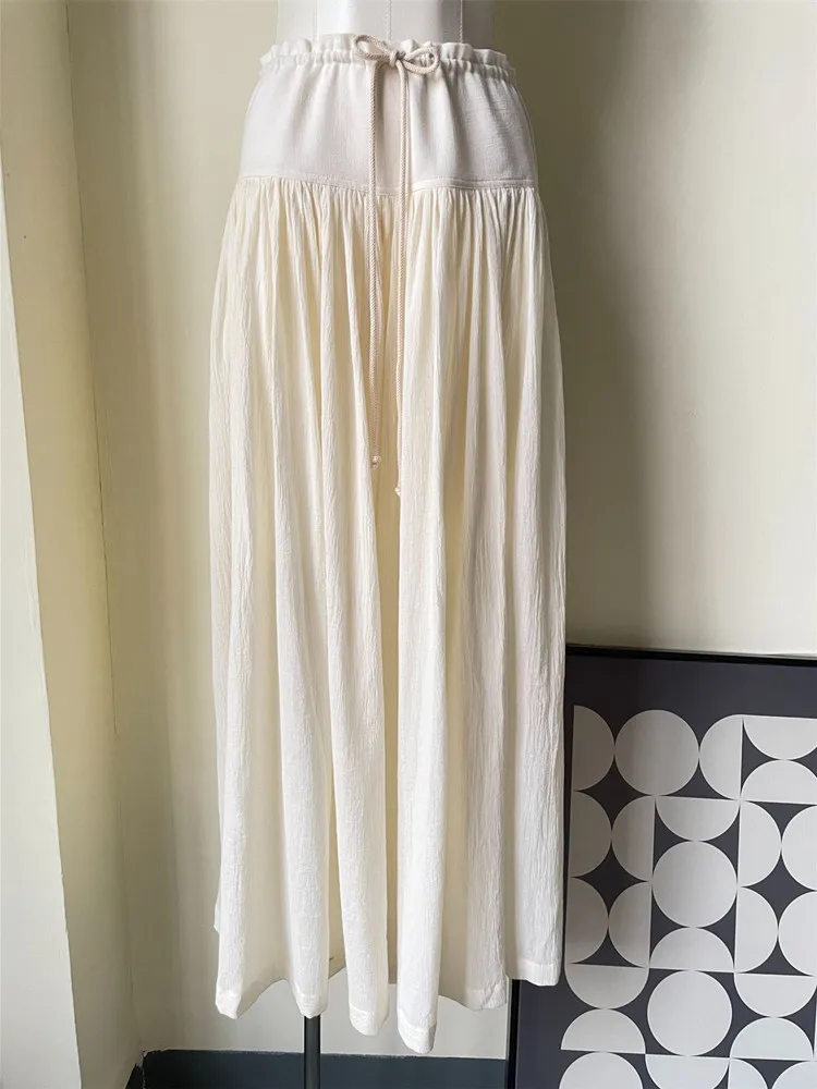 Drawstring High Waist Women Pleated Fashion All-Match Solid Color Wide Leg Trousers 2026 Spring Summer