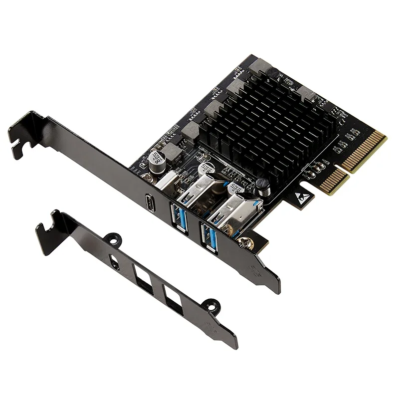 Expansion Card PCI Express X4 to 2 Port USB3.2 Gen2 10G + 1 Port USB3.2 Gen2x2 20G Riser PCIE USB 3.2 Card for Industrial Camera