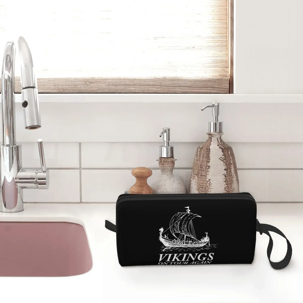 Bolsa de maquiagem para mulheres e homens, organizador cosmético de viagem, Cute Storage Toiletry Bags, Wikinger e Sailn Drachenboot