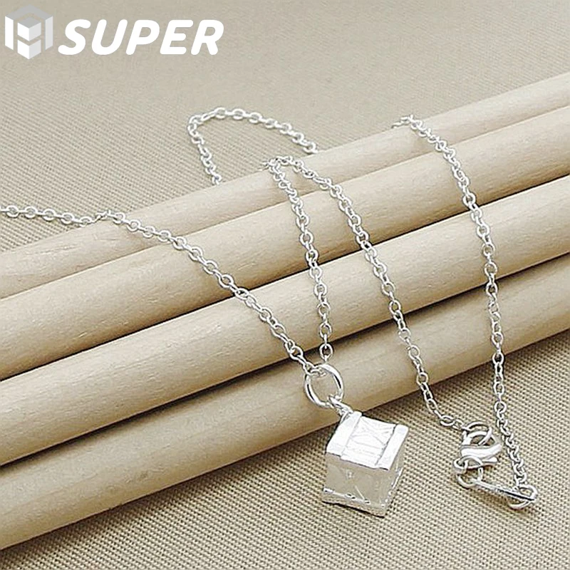 

925 Sterling Silver Square Roman Numerals Pendant Necklace For Women Wedding Fashion Jewelry