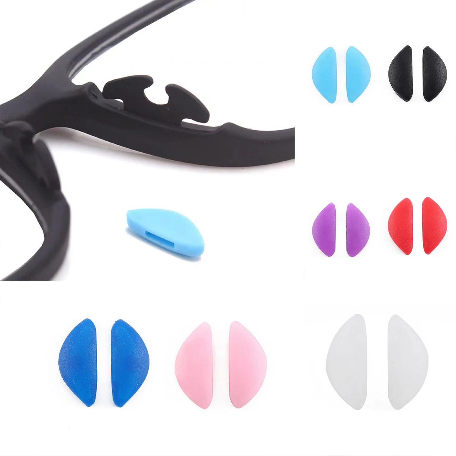 

1 Pair Eyeglasses Accessories Insert Silicone Nose Pads For Glasses Eyewear Push In Nose Pad Anti-slip Colorful Nose Holder 2023