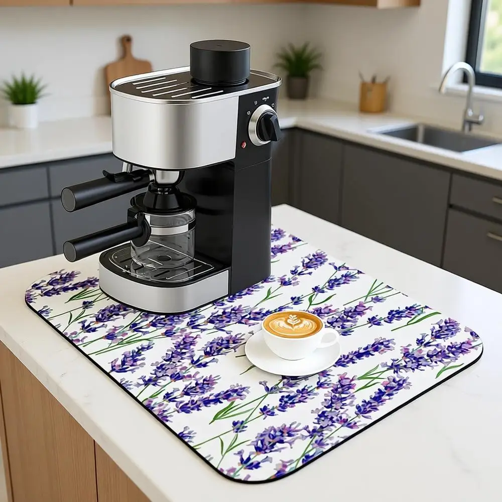 

Absorbent Rubber Dish Drying Mat, 11.8x19.7 Inches, Lavender, Hides Stains, Dining Room Decor