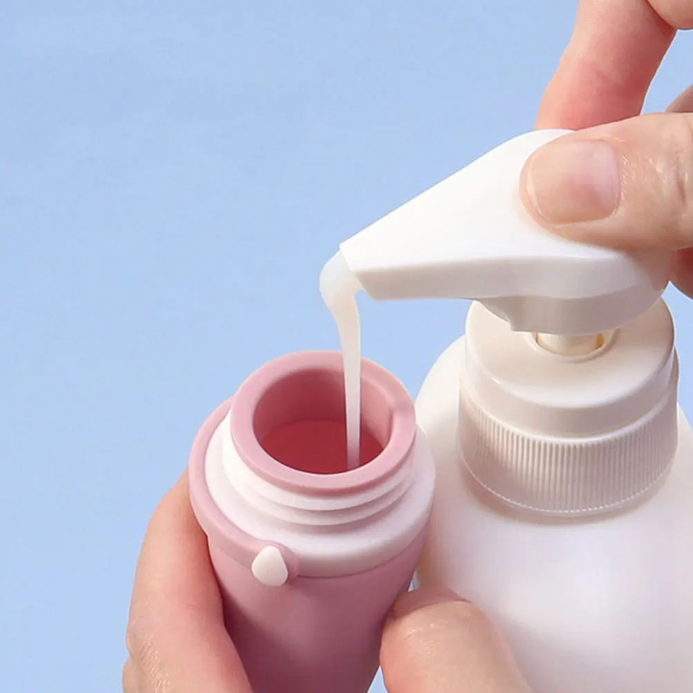 

2Pcs LeakProof Silicone Bottles Travel Size Toiletries Containers Reusable for Shampoo Lotion Hand Facial Cleanser