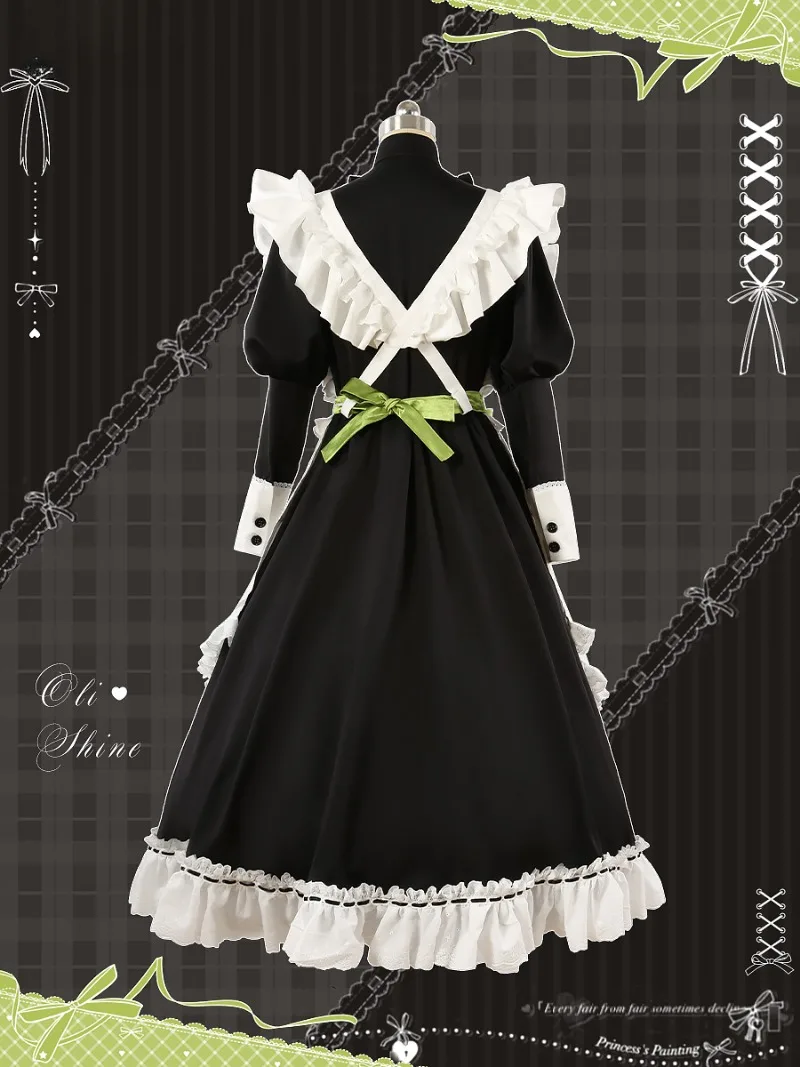 Anime Game Nu: carnaval Cosplay Olivine hombres mujeres vestido de sirvienta delantal diadema con lazo disfraz personalizable