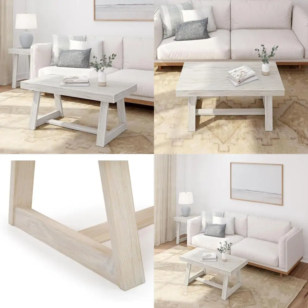 

Classic 40 Inch Rectangular Coffee Table, Farmhouse Style, Ideal for Small Spaces and Living Rooms
