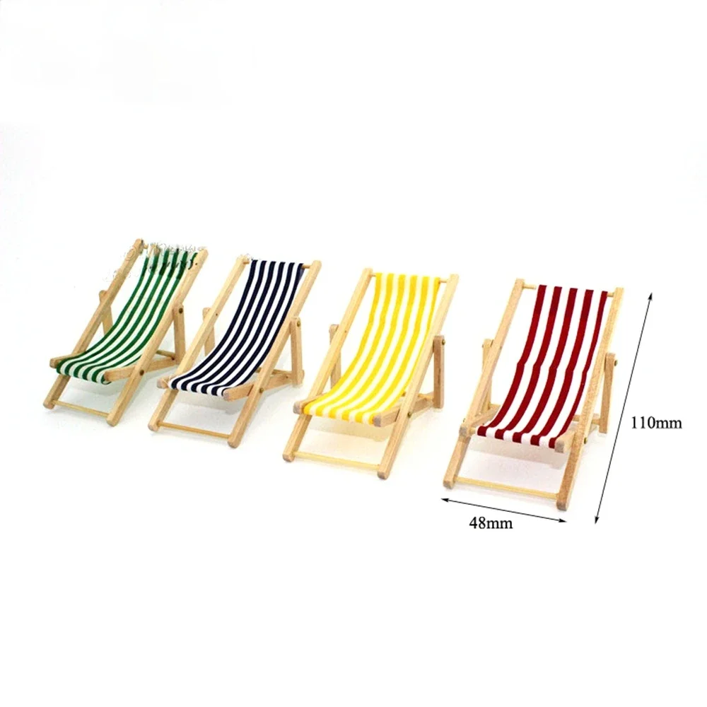 1/12 Dollhouse Miniature Accessories Mini Beach Lounge Chair Garden Deck Chair Model Doll House Decoration