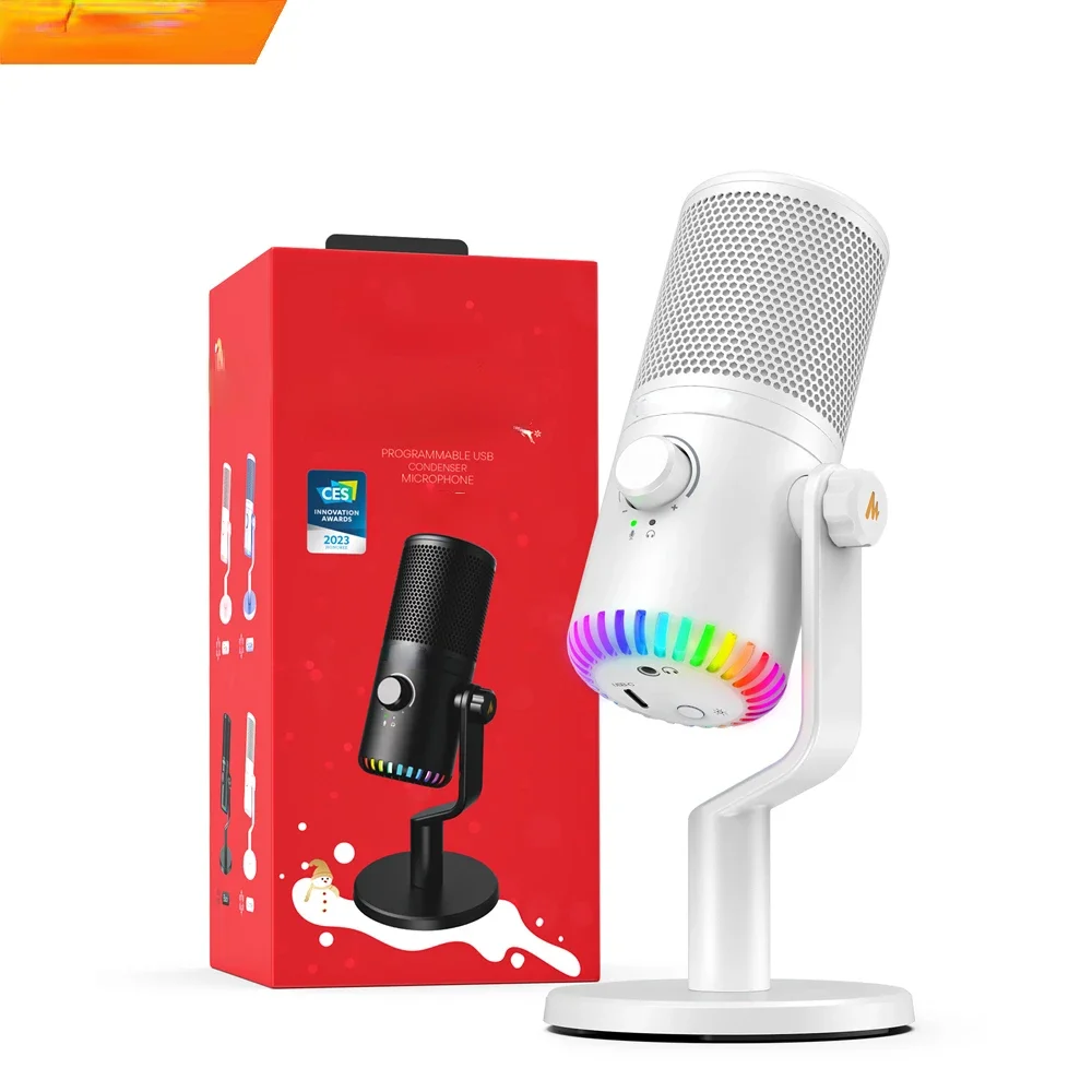 Christmas Gift Programmable PC USB Condenser Podcasting Microphones Kit Dual Mode RGB Gaming microphones