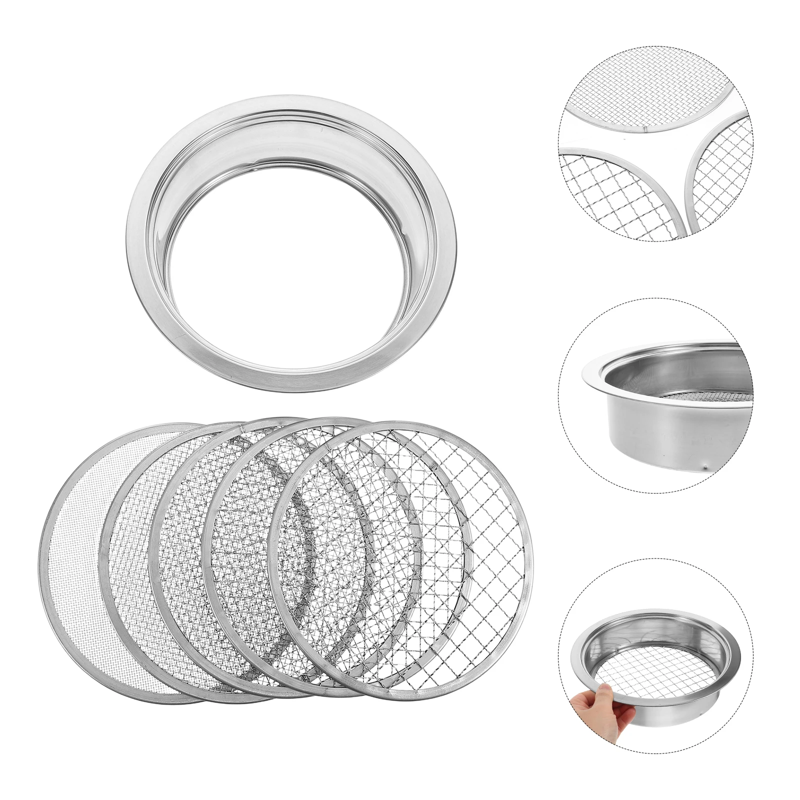 

1 Set Stainless Steel Garden Soil Sieve Durable Detachable Fine Mesh Strainer For Gardening Compost Sand Sifting Impurities