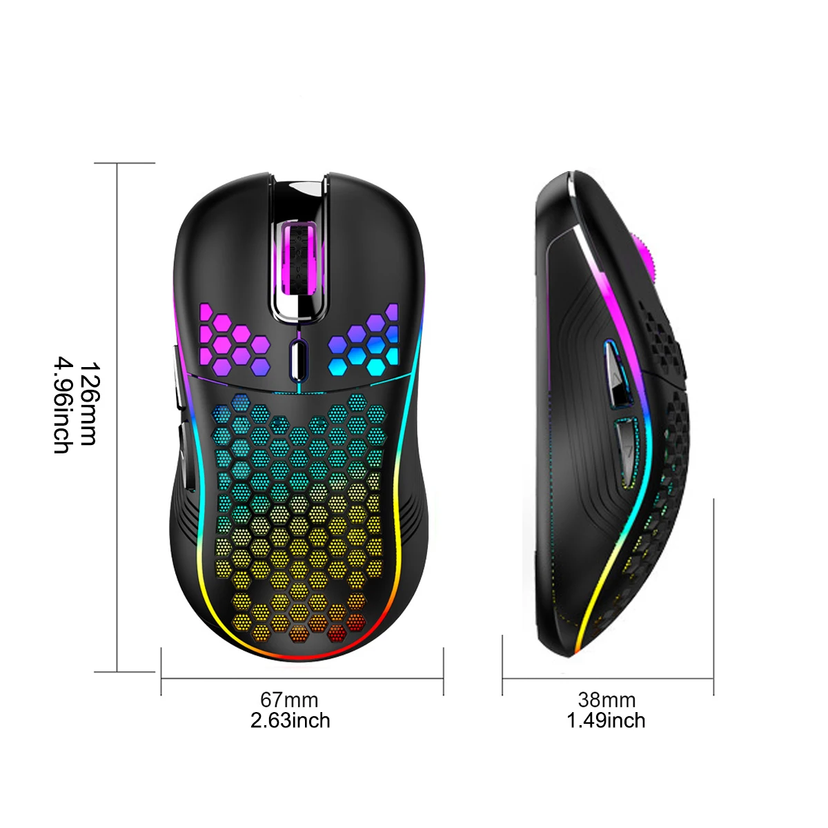 Wireless Mouse 2.4G Rechargeable Gaming Mouse Adjustable DPI 6 Buttons Ergonomic Mice For Windows PC Computer Laptop MacBook