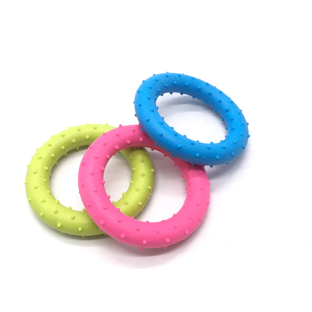 TPR Pet Chew Toy for Small Dogs Interactive Puppy Molar Teeth Cleaning Biting Toys Anti-bite Training Thorn Circle Toy