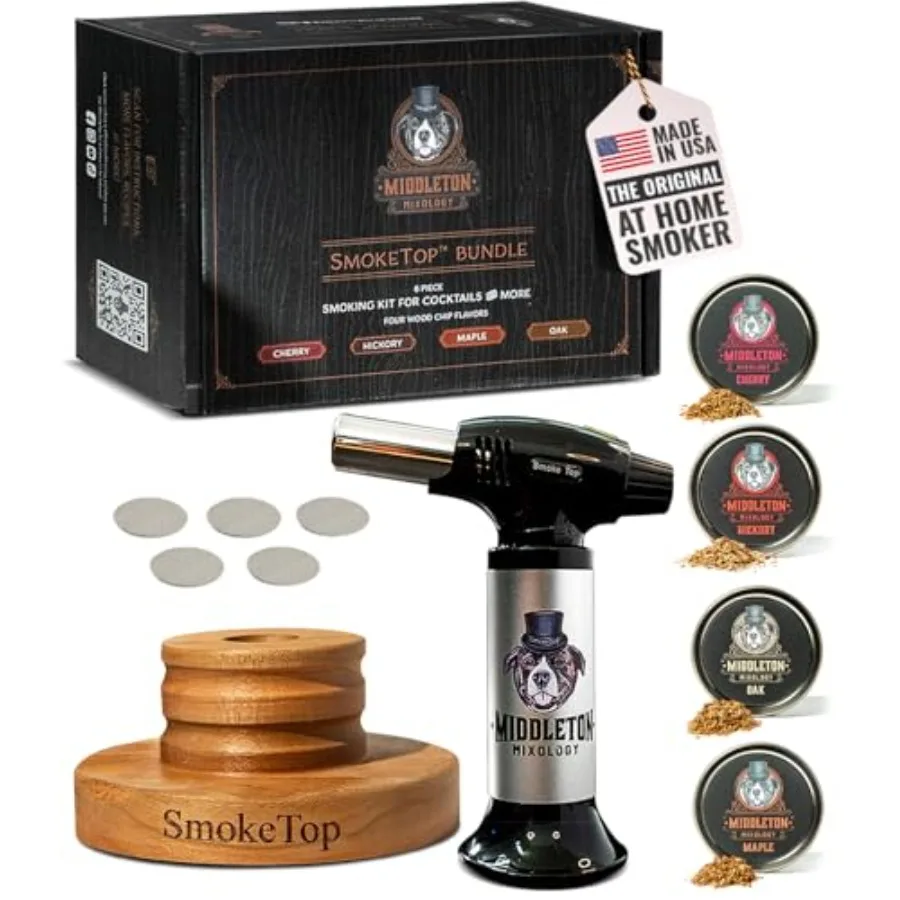 

Набор для коктейльного курильщика SmokeTop и факел с вишневым кленовым гикори и дубовой стружкой Набор для коктейльного курильщика и фишками для старой моды