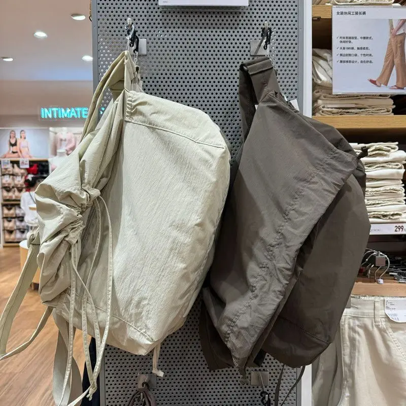 

Large Capacity U-Home Shoulder Bag Unisex Side Pocket Drawstring Crossbody Casual Tote Handbag Women's Soft Shape