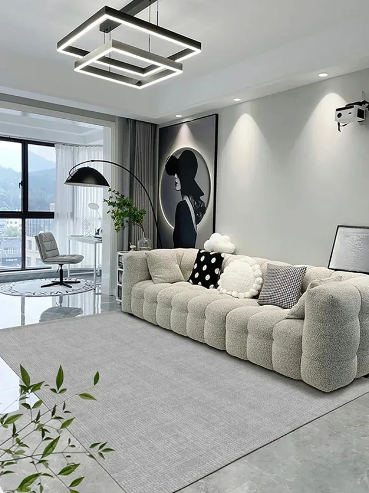 Gray Carpet for Living Room Large Size Solid Color Bedroom Carpets Bedside Floor Mat Beige Minimalist Style Home Decoration Rug