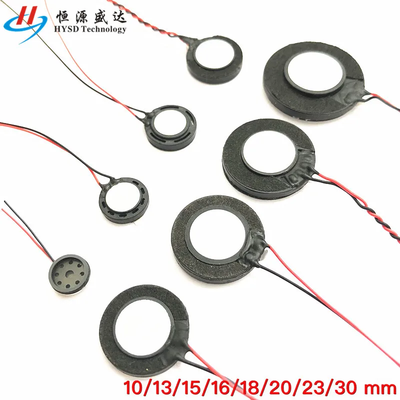 10pcs 8 Ohms 1 Watt Ultra-thin Horn Speaker 1W 8R Diameter 10mm 13mm 15mm 16mm 18mm 20mm 23mm 25mm 30mm two-line Loudspeaker