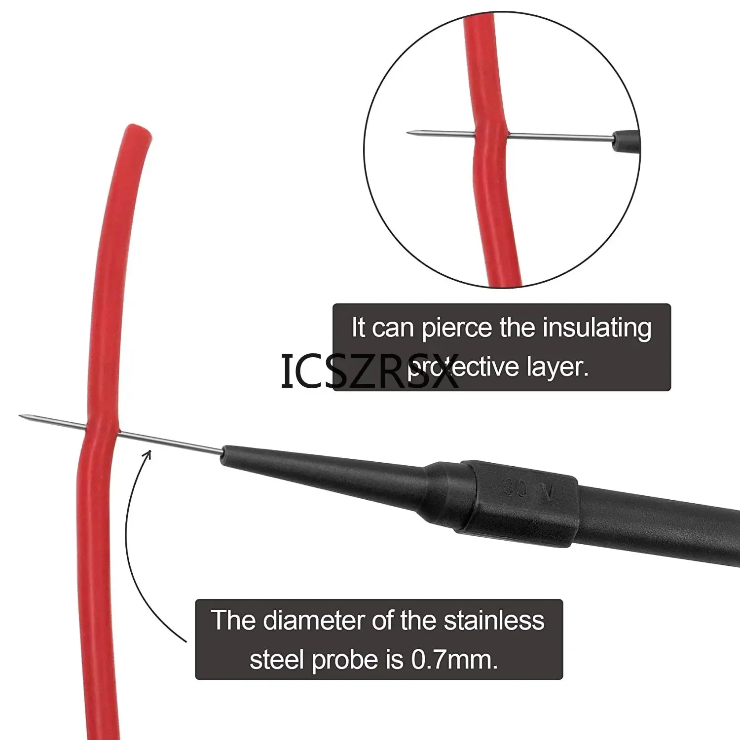 30V Diagnostic Tools Multimeter Test Lead Extention Back Piercing Needle Tip Probes Autotools Automotive Auto Kit Machine