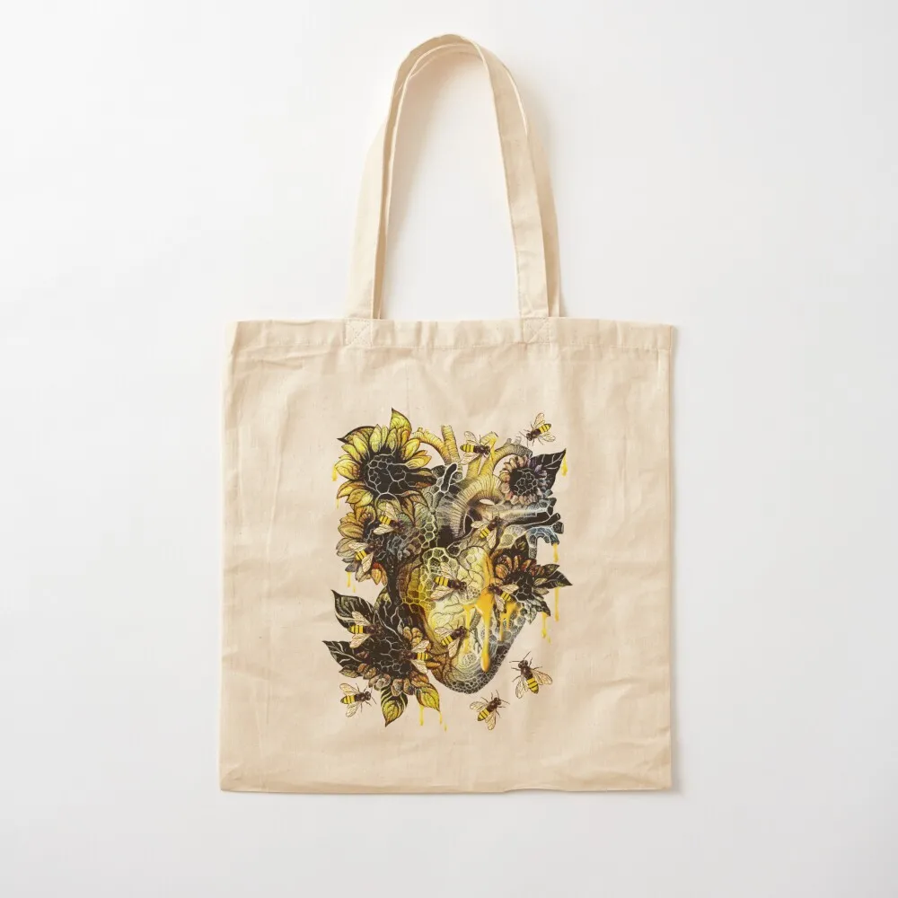 Human Heart best, honey, Save the bee, honey watercolor Tote Bag shopping bags foldable foldable reusable bag eco pack