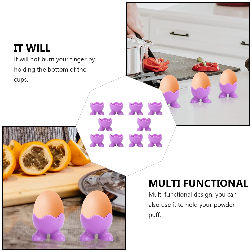 

10 pcs Silicone Egg Boiler Steamer Cup Holder Stand Kitchen Dining Room Restaurant Multi Functional Powder Puff Holder