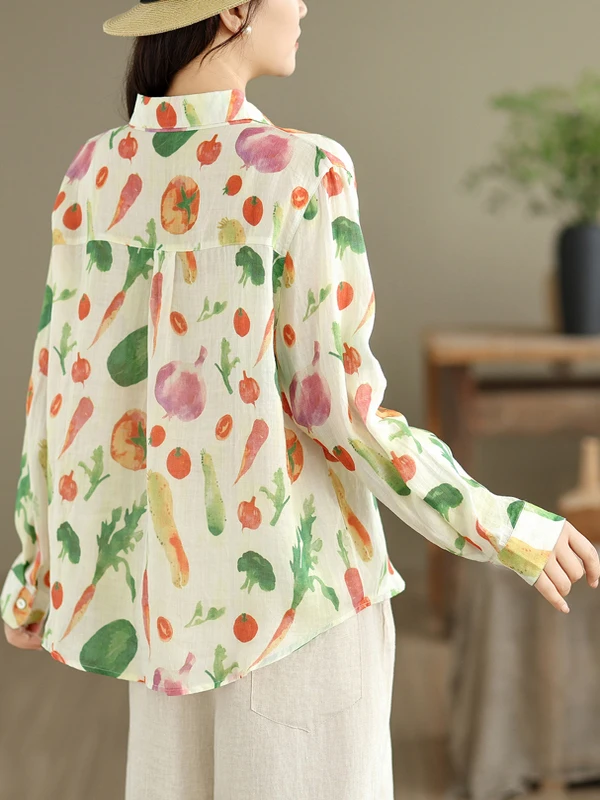 Ele Floral Print Long Sve Open Cardigan Loose irt Square Collar Autumn Cotton Women's Faion Artistic Sle Clothing