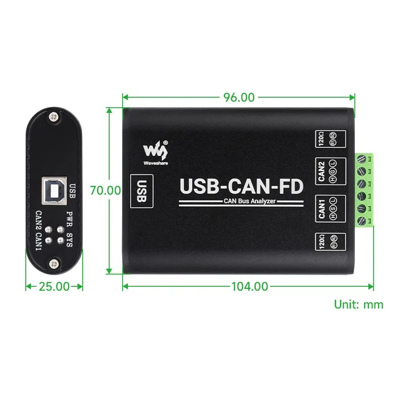 Imagem -04 - Usb de Alta Velocidade para Can fd Interface Converter Usb-can Data Analyzer Módulo de Comunicação Industrial Grade 100kbps5mbps