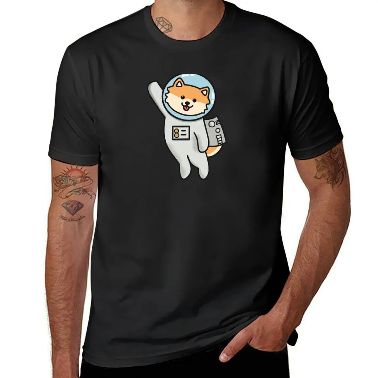 Space pomeranian T-Shirt cute tops vintage clothes tees black t-shirts for men