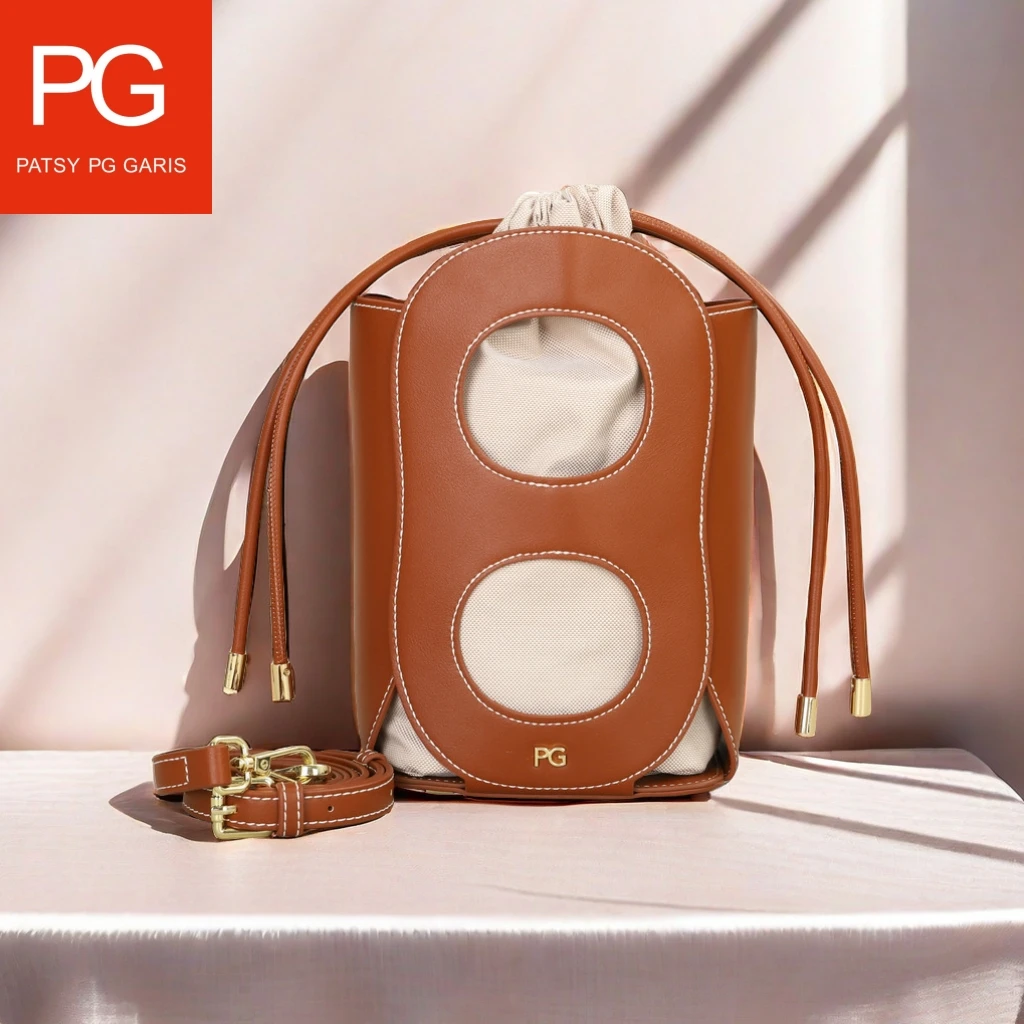 PG PATSY GARIS Women's Crossbody Bag 2024 New Luxury Brand Designer Simple Atmosphere Hollow Design Shoulder Beach Bag Ladies