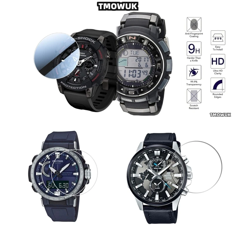 

For Casio GA100 6100 TR770 Pro-Trek EFR 303 GA-2200 GA-2100 GST-W300 HD Clear Tempered Glass 9H Anti-Scratch Screen Protector Fi