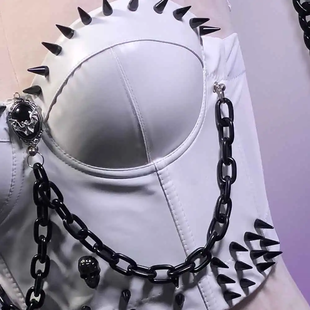 Goth Hand Made Grunge E-Girls Eco 90s Emo Harajuku Gothic Y2K Halter Camisole TOPS DIY Punk Rock Kawaii Studded Rivet