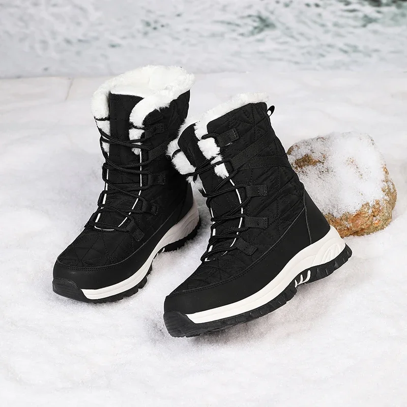 White Boots 2021 Women Winter Warm Snow Boots Shoes Waterproof Fur Lined Frosty Warm Anti-Slip Furry Ankle Shoes Outdoor Mujer