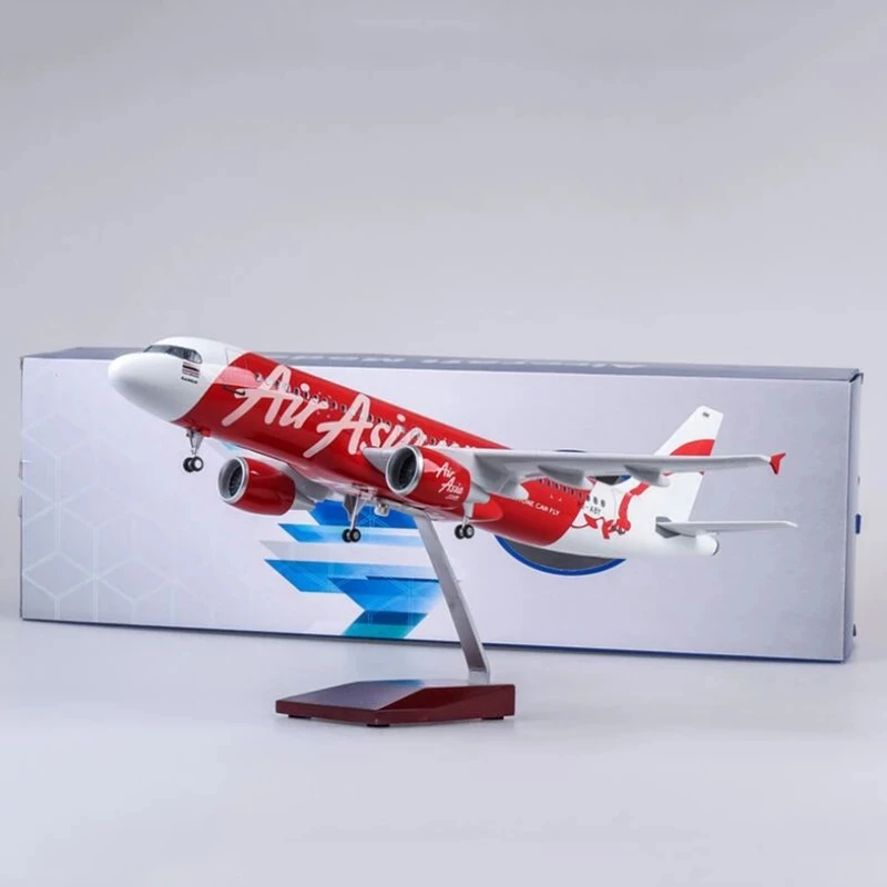 

1/80 Scale A320 Neo Air Asia Airline Plane Model 47cm Resin Diecast Airplane Light & Wheel Landing Gear Collection Enthusiast