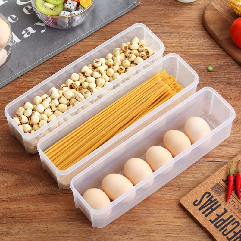 Refrigerator Storage Box Clear Square Crisper Box Vegetable Fruit Storage Box Onion Noodles Food Sealing box  Kitchen Organizer