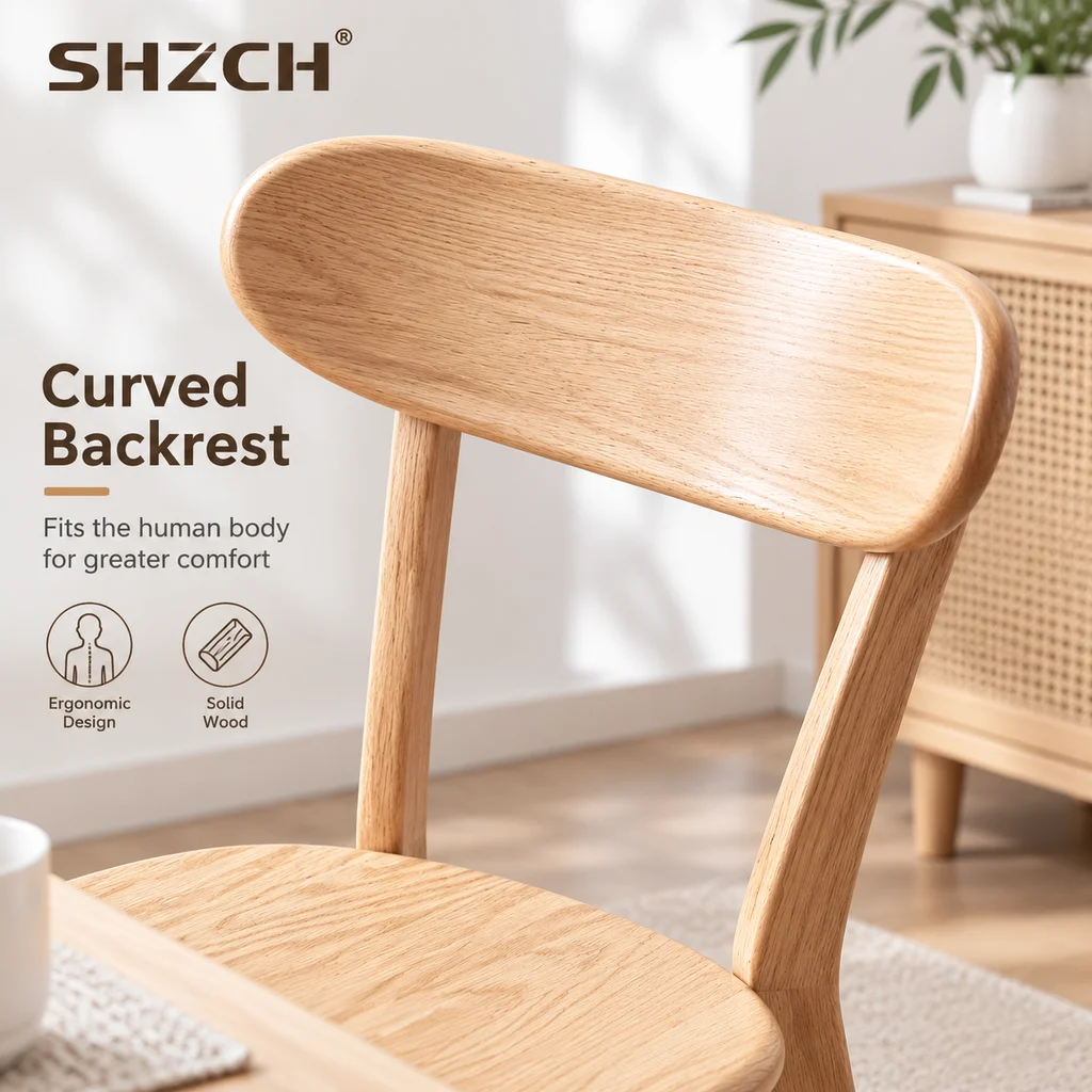 Nordic Solid Wood Oak Mute Family Chair Study Back Chair Kitchen Dining Chair Living Room Home Decoration