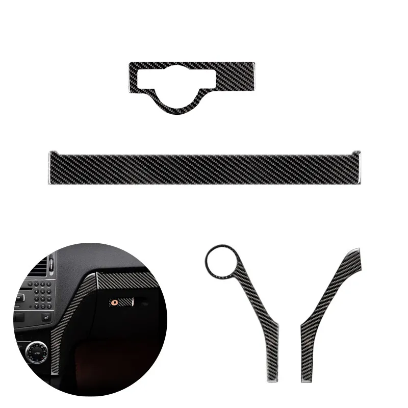 لوحة تحكم مركزية للسيارة من ألياف الكربون/مفتاح المصباح/غطاء شريط لوحة القيادة للركاب لسيارة Mercedes Benz C Class W204