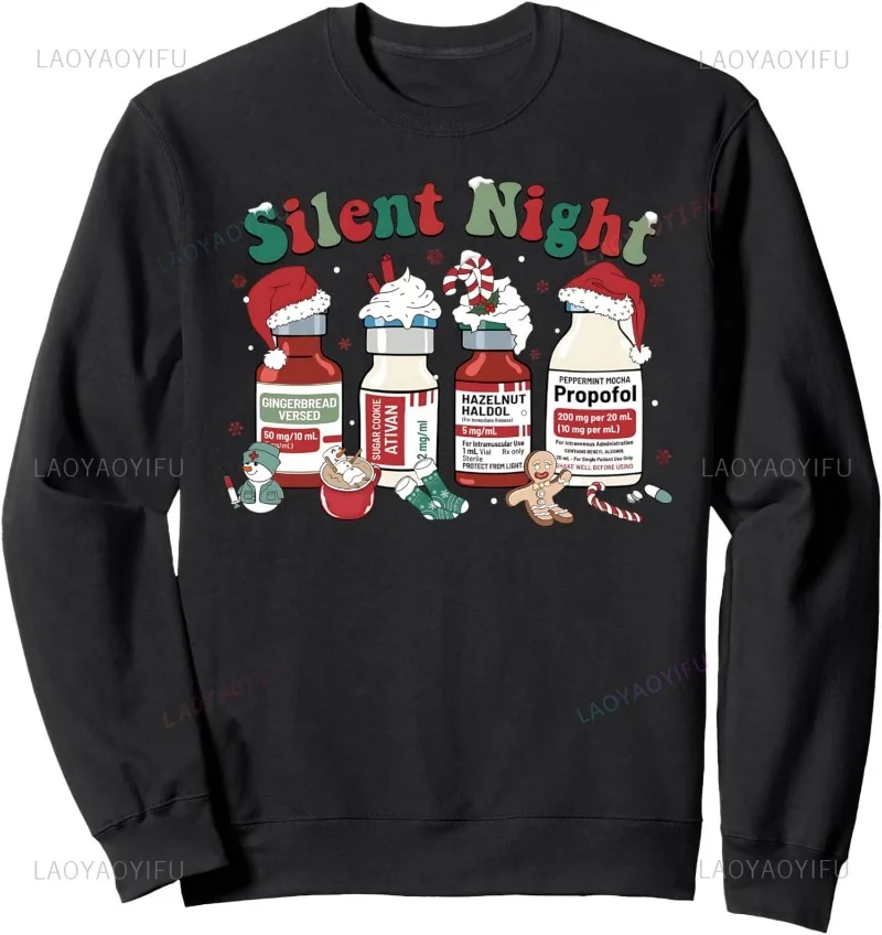 

Retro Propofol Silent Night Sweatshirt ICU Nurses Funny Merry Christm Sweatshirt Christmas Hoodie Oversized Hoodies Sweater