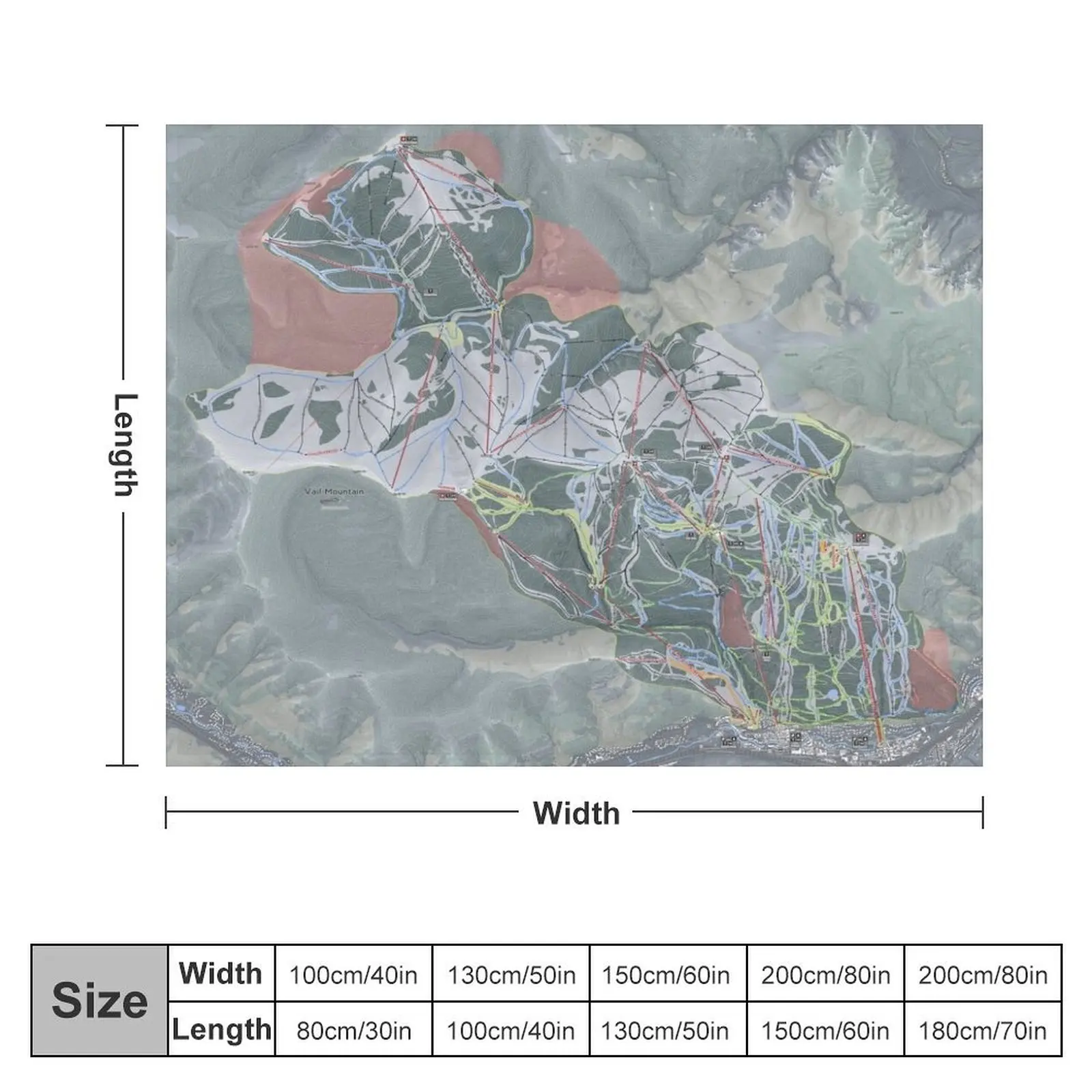 Vail Resort Trail Map Throw Blanket Decorative Sofa Designers Blankets