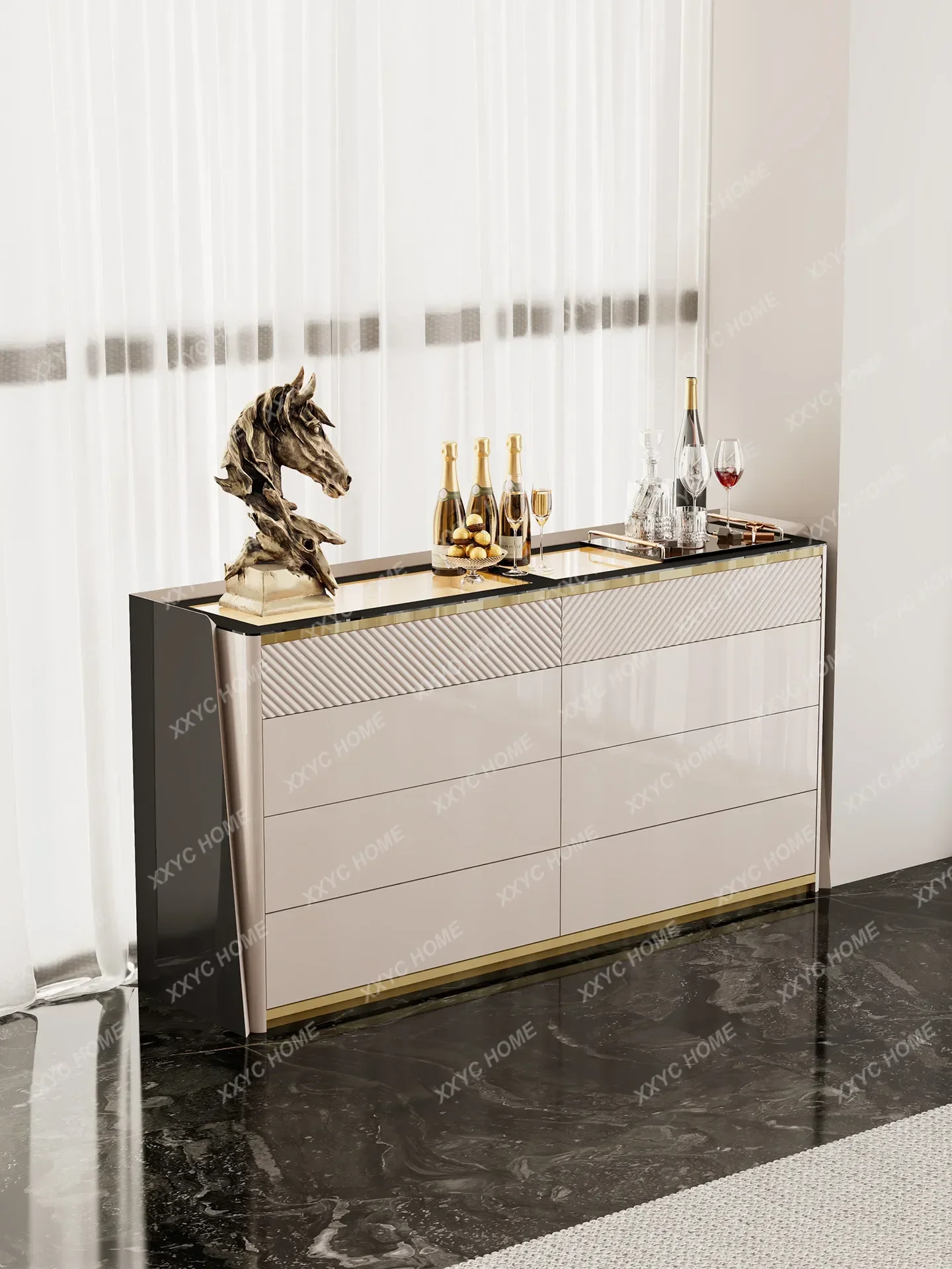 Light Luxury High-End Vanity Table Integrated Bedroom Bedside Jewelry Wall-Mounted Cloakroom Storage Cabinet