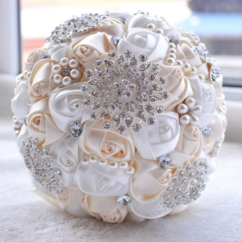 

1pc/lotArtificial Wedding Bouquets Hand made Flower Rhinestone Bridesmaid Crystal Bridal Wedding Bouquet de mariage